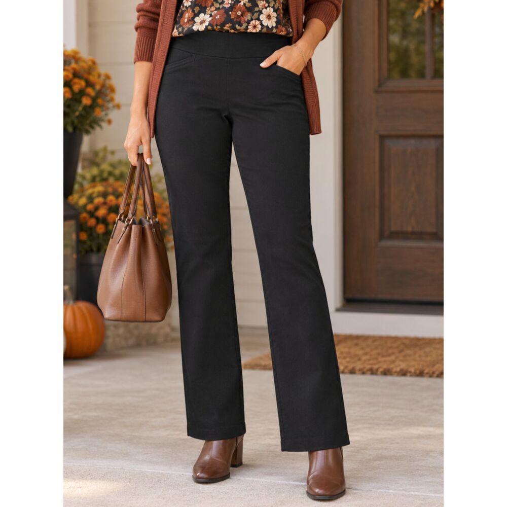 Croft & Barrow Effortless Stretch Pants Womens 6 Regular Black Pull On Bootcut